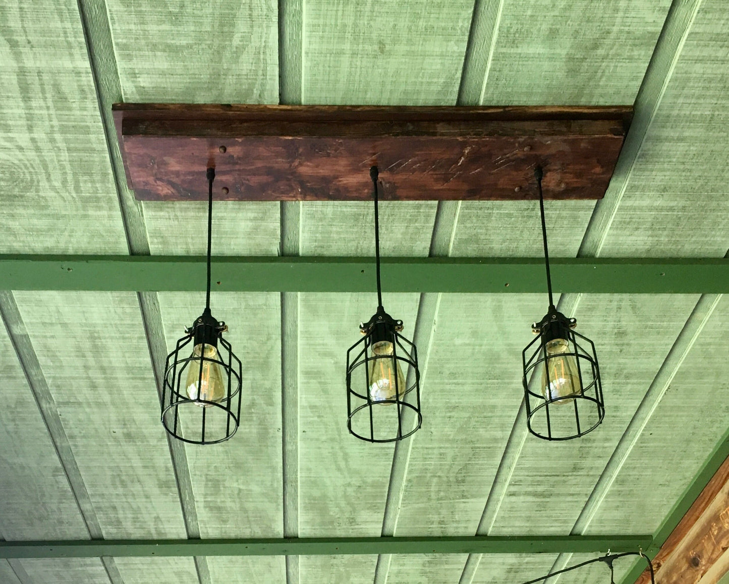 Rustic farmhouse light for country decor, wooden beam ceiling fixture, kitchen strip light replacement with hanging pendant lights