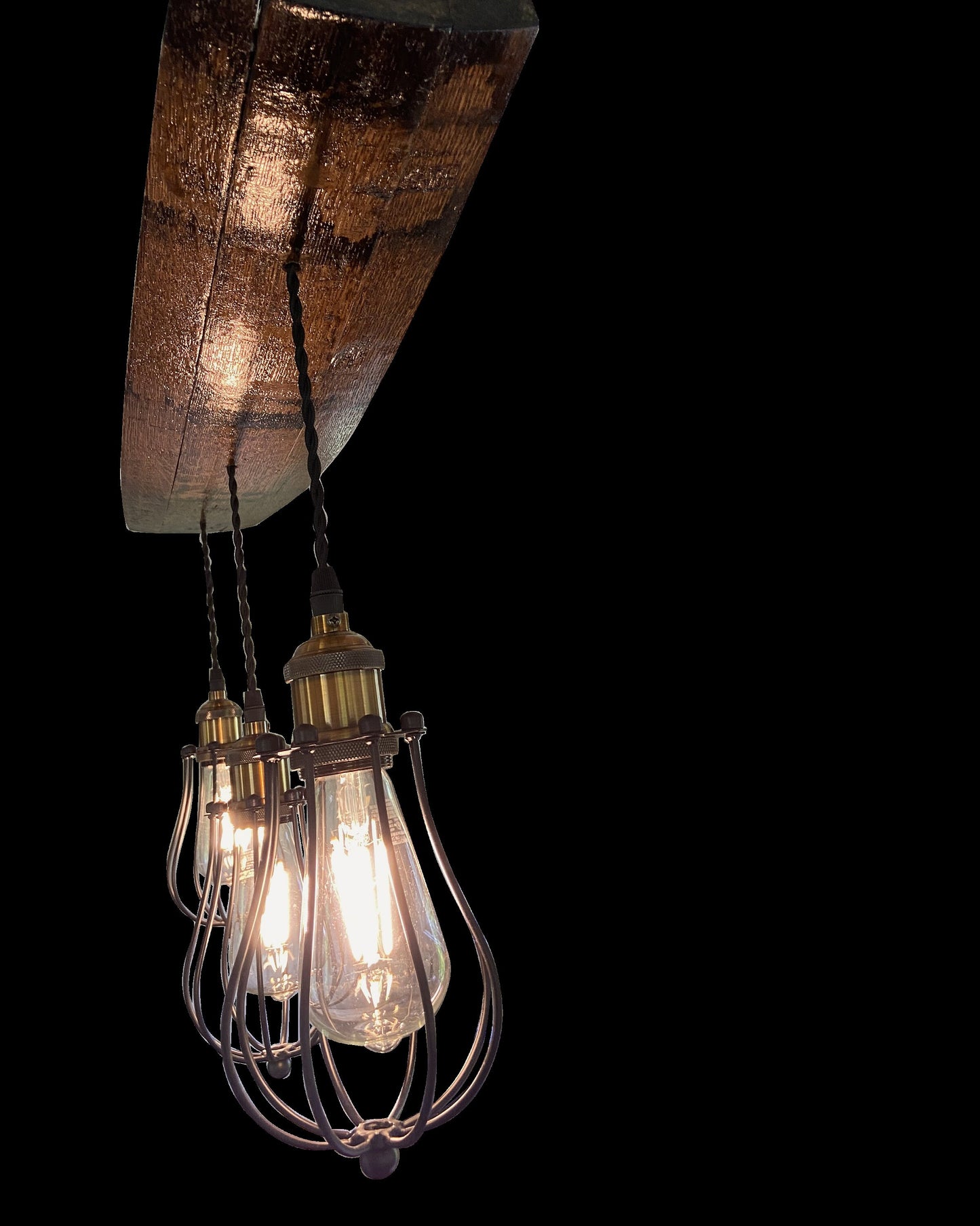 Whiskey barrel chandelier, ideal for mancave or cigar room, unique ceiling pendant from authentic bourbon barrels, adds warmth and character