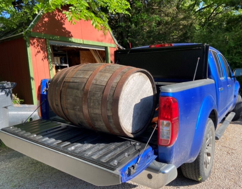 Whiskey barrel chandelier, ideal for mancave or cigar room, unique ceiling pendant from authentic bourbon barrels, adds warmth and character