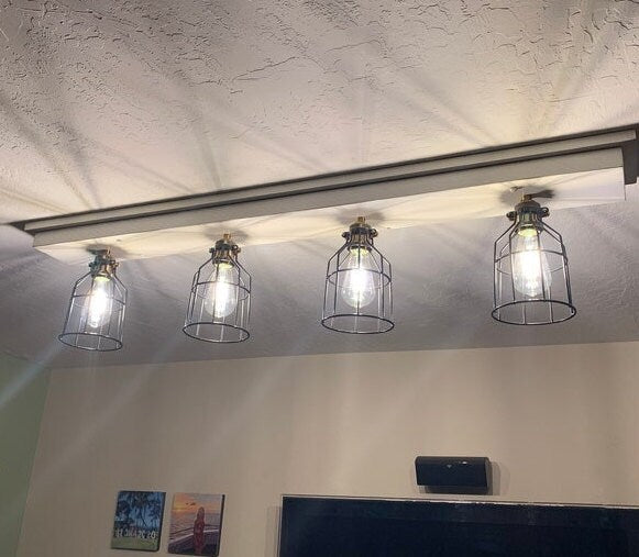 Farmhouse Beam Light Fixture: Rustic Elegance with Handcrafted Ceiling Barn Fixture, Designed for Cozy and Stylish Home Decor