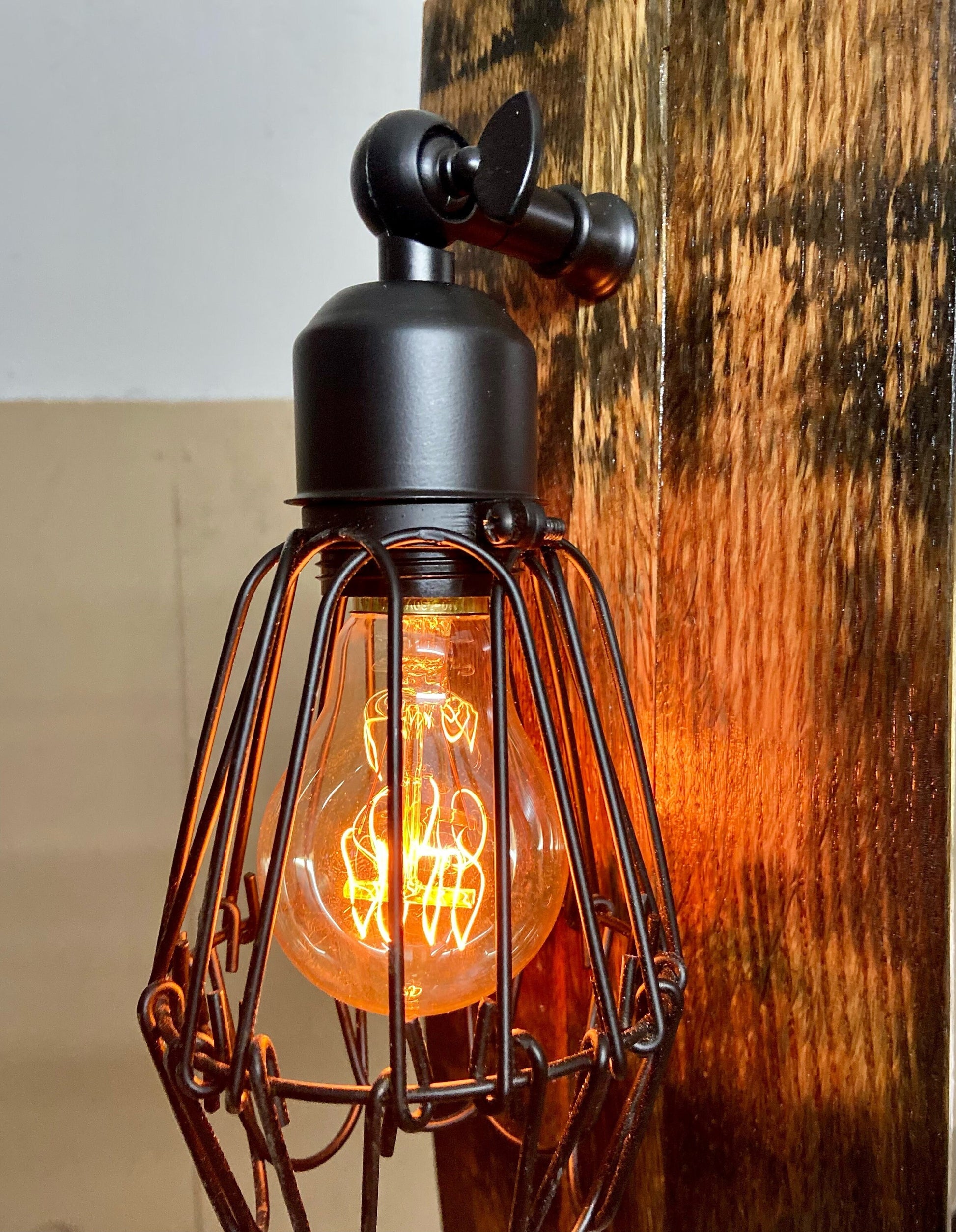 Small whiskey barrel sconce light fixture, rustic wall light for bar room, bourbon barrel stave for farmhouse decor, cigar room lighting
