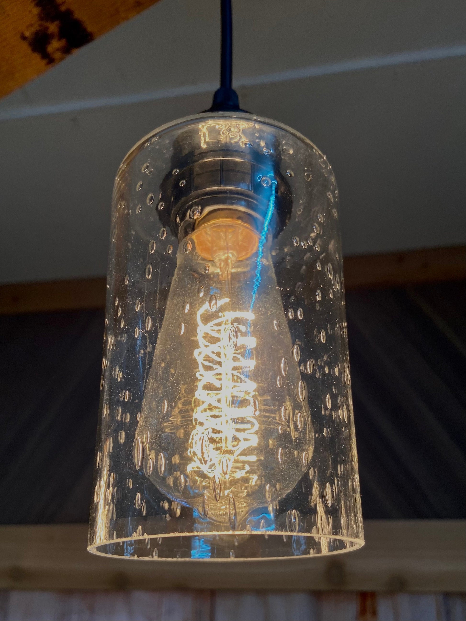 Bourbon barrel chandelier with glass shades, 3 light pendant for bar room, genuine whiskey barrel light for mancave, rustic lighting for dad