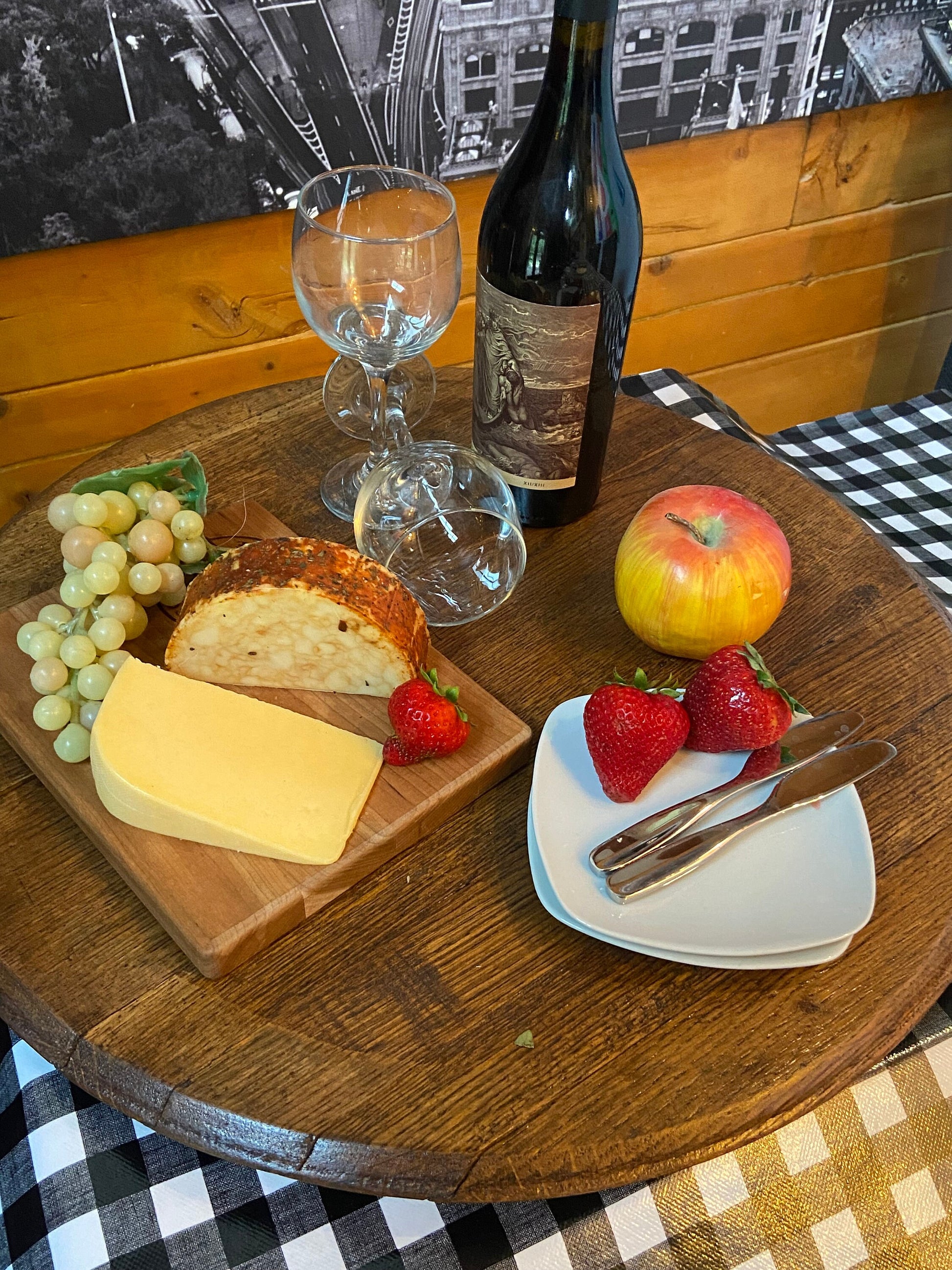 Lazy Susan crafted from genuine whiskey barrel lid, stylish bourbon barrel table center, cheese board, serving platter