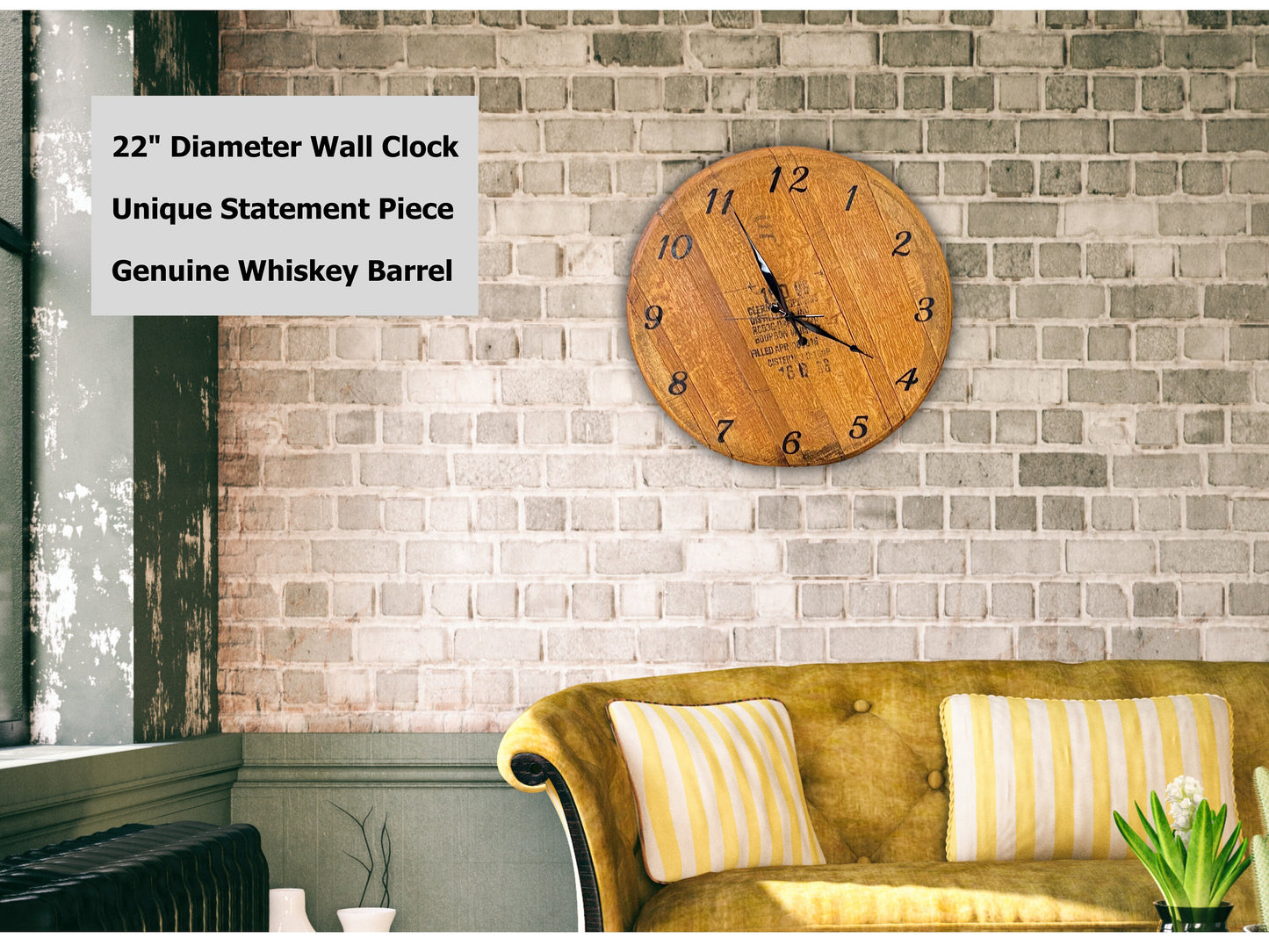 Whiskey barrel wall clock, genuine bourbon barrel lid used to create this handcrafted wall clock. Ideal gift for the whiskey lover.