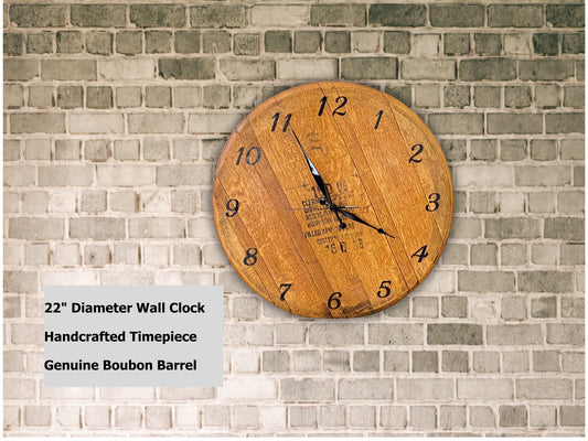Whiskey barrel wall clock, genuine bourbon barrel lid used to create this handcrafted wall clock. Ideal gift for the whiskey lover.