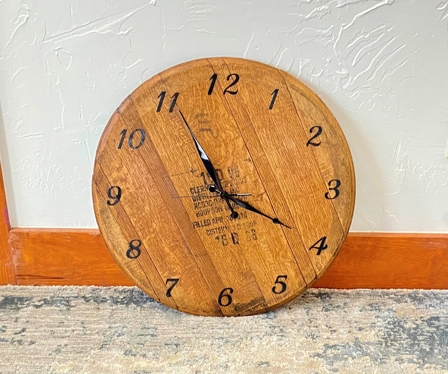 Whiskey barrel wall clock, genuine bourbon barrel lid used to create this handcrafted wall clock. Ideal gift for the whiskey lover.