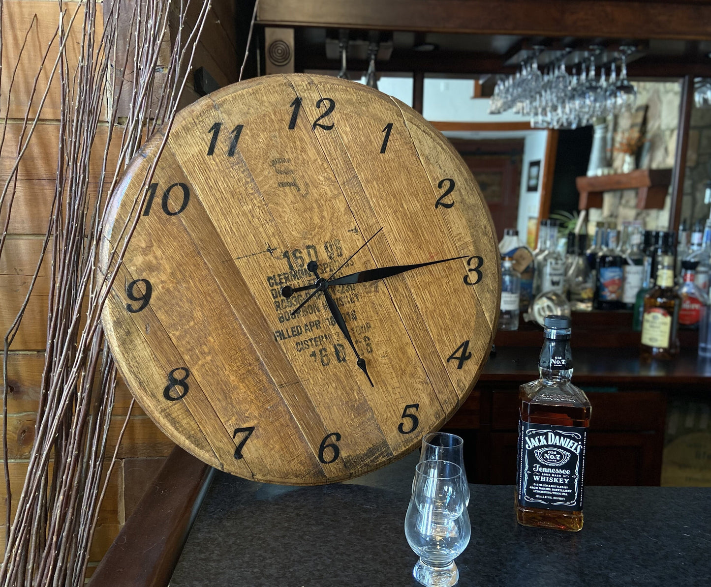 Whiskey barrel wall clock, genuine bourbon barrel lid used to create this handcrafted wall clock. Ideal gift for the whiskey lover.
