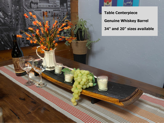 Rustic Bourbon Barrel Stave Table Centerpiece - Handcrafted Whiskey Decor - Perfect for Holidays, Weddings, and Housewarming Gifts"