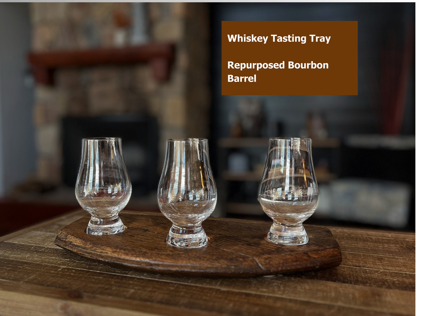 Whiskey glasses with tasting tray, genuine Bourbon barrel lid, whiskey connoisseur gift, groomsman gift, whiskey lover, anniversary gift