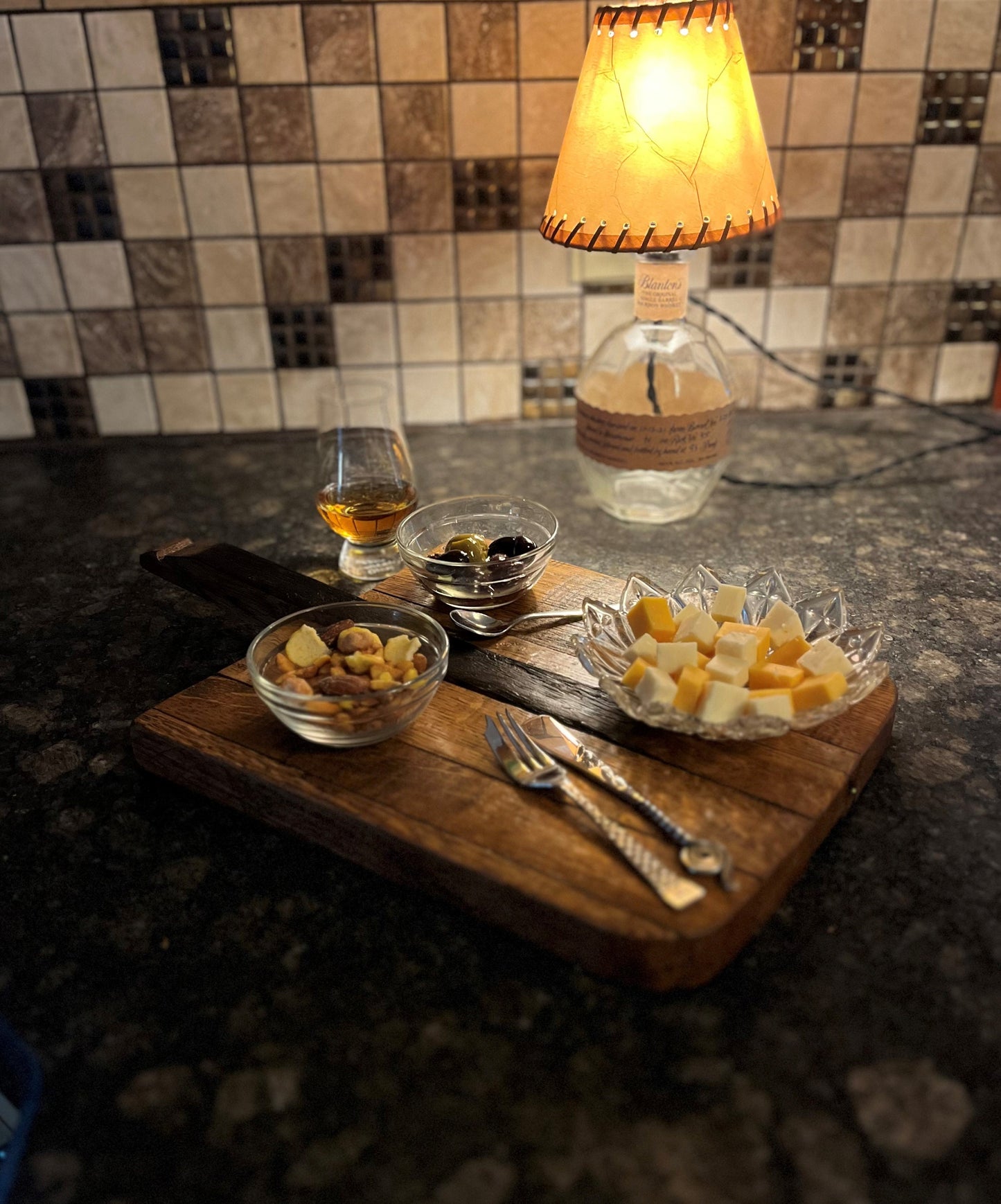 Cheese board crafted from a genuine bourbon barrel, rustic charcuterie board hostess gift, house warming gift for the whiskey lover