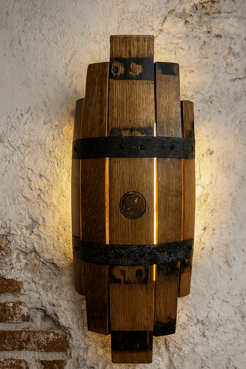 Bourbon barrel stave sconce, rustic charm from handcrafted wall light, whiskey barrel staves offers functionality with stylish wall art